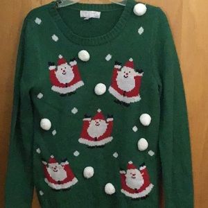 Carolyn Taylor Santa Snowball Sweater Medium